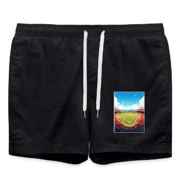 La Angels Stadion Kalifornien Vintage Reiseposter - Badeshorts - Schwarz - Vorne - AI Model Male 185 light (185cm)