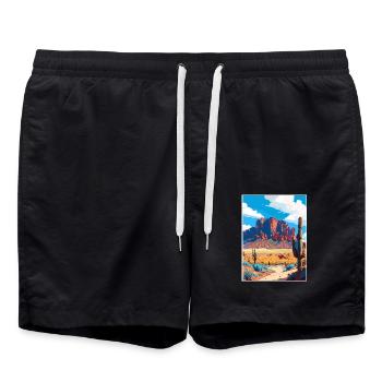Superstition Mountains Arizona Reiseposter - Badeshorts - Schwarz - Vorne - AI Model Male 185 light (185cm)