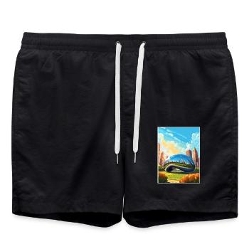 Chicago Illinois Millennium Park Reiseplakat - Badeshorts - Schwarz - Vorne - AI Model Male 185 light (185cm)