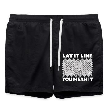 Fliesenleger Fliesensetzer Beruf Fugenleger Fliese - Badeshorts - Schwarz - Vorne - AI Model Male 185 light (185cm)