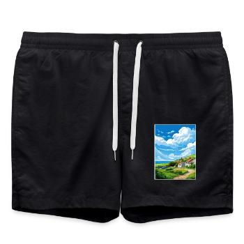 St Agnes Cornwall Vintage Reiseposter Souvenir - Badeshorts - Schwarz - Vorne - AI Model Male 185 light (185cm)