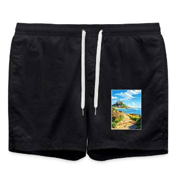 Marazion Cornwall Vintage Reiseposter Souvenir - Badeshorts - Schwarz - Vorne - AI Model Male 185 light (185cm)