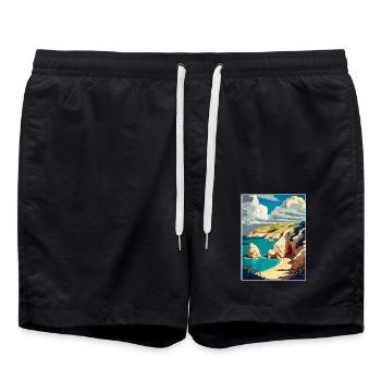Lulworth Cove England Vintage Reiseposter WPA - Badeshorts - Schwarz - Vorne - AI Model Male 185 light (185cm)