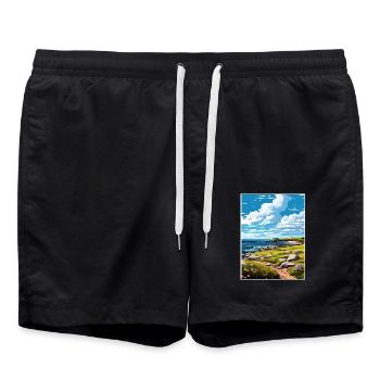 Isle Of Coll Schottland Vintage Reiseposter WPA - Badeshorts - Schwarz - Vorne - AI Model Male 185 light (185cm)