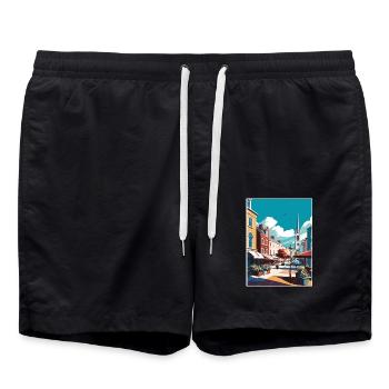 Galway Square Irland Vintage Reiseposter WPA - Badeshorts - Schwarz - Vorne - AI Model Male 185 light (185cm)