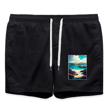 Scilly-Inseln Dekoration Vintage Reiseposter - Badeshorts - Schwarz - Vorne - AI Model Male 185 light (185cm)
