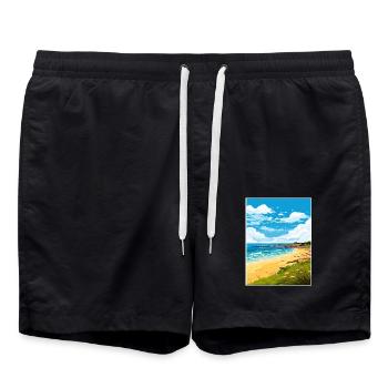 Porthgwidden Beach Cornwall Vintage Reiseposter - Badeshorts - Schwarz - Vorne - AI Model Male 185 light (185cm)