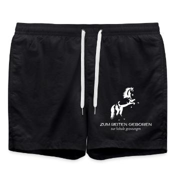 Zum Reiten Geboren Zur Schule Gezwungen - Badeshorts - Schwarz - Vorne - AI Model Male 185 light (185cm)