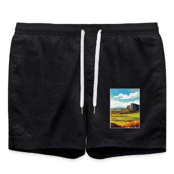 Salisbury Crags Edinburgh Schottland Reiseposter - Badeshorts - Schwarz - Vorne - AI Model Male 185 light (185cm)