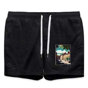 Northallerton Malham Cove England Reiseposter - Badeshorts - Schwarz - Vorne - AI Model Male 185 light (185cm)