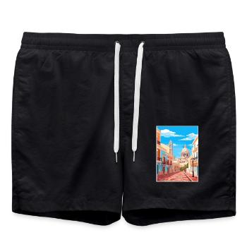 Cádiz Spanien Vintage Reiseposter WPA Souvenir - Badeshorts - Schwarz - Vorne - AI Model Male 185 light (185cm)