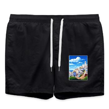 Almeria Spanien Vintage Reiseposter WPA Souvenir - Badeshorts - Schwarz - Vorne - AI Model Male 185 light (185cm)