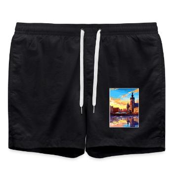Krakau Polen Vintage Reiseposter WPA Souvenir - Badeshorts - Schwarz - Vorne - AI Model Male 185 light (185cm)