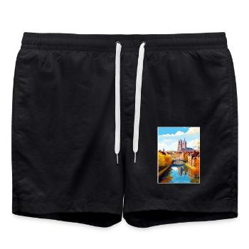 Amiens Frankreich Vintage Reiseposter WPA Souvenir - Badeshorts - Schwarz - Vorne - AI Model Male 185 light (185cm)