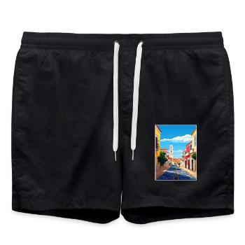 Lagos Portugal Vintage Reiseposter WPA Souvenir - Badeshorts - Schwarz - Vorne - AI Model Male 185 light (185cm)