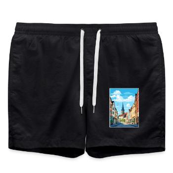 Koblenz Dekoration Deutschland Vintage Reiseposter - Badeshorts - Schwarz - Vorne - AI Model Male 185 light (185cm)