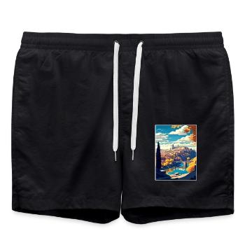 Toledo Spanien Vintage Reiseposter WPA Souvenir - Badeshorts - Schwarz - Vorne - AI Model Male 185 light (185cm)