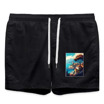 Antalya Dekoration Türkei Vintage Reiseposter - Badeshorts - Schwarz - Vorne - AI Model Male 185 light (185cm)