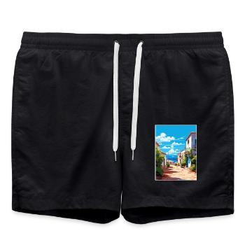 Tarifa Spanien Vintage Reiseposter WPA Souvenir - Badeshorts - Schwarz - Vorne - AI Model Male 185 light (185cm)