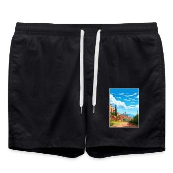 Perugia Italien Vintage Reiseposter WPA Souvenir - Badeshorts - Schwarz - Vorne - AI Model Male 185 light (185cm)