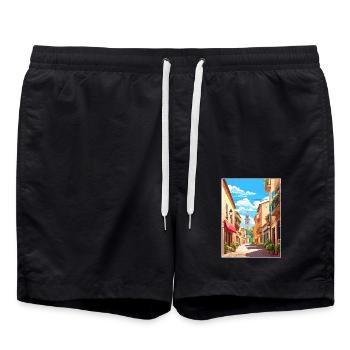 Perpignan Frankreich Vintage Reiseplakat Souvenir - Badeshorts - Schwarz - Vorne - AI Model Male 185 light (185cm)