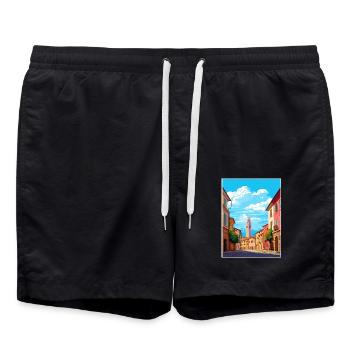 Parma Italien Vintage Reiseposter WPA Souvenir - Badeshorts - Schwarz - Vorne - AI Model Male 185 light (185cm)