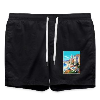 Nizza Francescape Vintage Reiseposter Souvenir - Badeshorts - Schwarz - Vorne - AI Model Male 185 light (185cm)