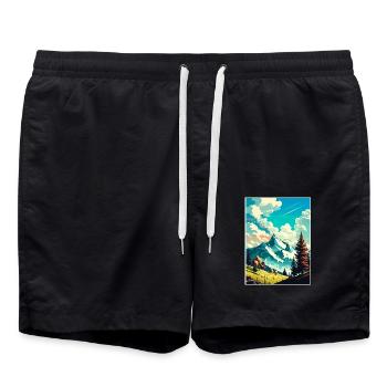 Reutte Austria Vintage Reiseposter WPA Souvenir - Badeshorts - Schwarz - Vorne - AI Model Male 185 light (185cm)