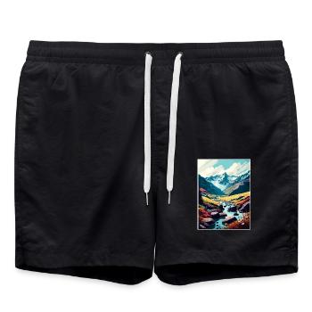 Hohe Tauern Österreich Park Vintage Reiseposter WPA - Badeshorts - Schwarz - Vorne - AI Model Male 185 light (185cm)