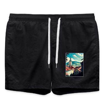 Graz Österreich Vintage Reiseposter WPA Souvenir - Badeshorts - Schwarz - Vorne - AI Model Male 185 light (185cm)