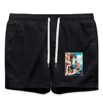 Volos Griechenland Vintage Reiseposter WPA Souvenir - Badeshorts - Schwarz - Vorne - AI Model Male 185 light (185cm)
