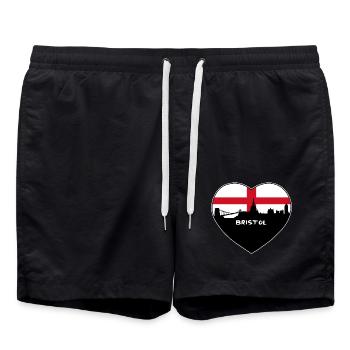 Bristol England Flagge Skyline Reise Souvenir - Badeshorts - Schwarz - Vorne - AI Model Male 185 light (185cm)