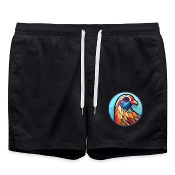 Rebhuhn Buntes Glas Bunte Karikatur Kawaii An - Badeshorts - Schwarz - Vorne - AI Model Male 185 light (185cm)