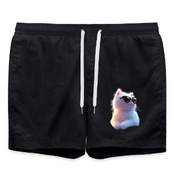 Angora Katze Weiße Angorakatze Süße Angora Katzen - Badeshorts - Schwarz - Vorne - AI Model Male 185 light (185cm)