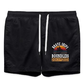 Tapfere Schiffe Grenzenlose Entdeckungen Kolumbus- - Badeshorts - Schwarz - Vorne - AI Model Male 185 light (185cm)