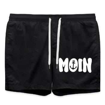 Moin Anker weiß - Badeshorts - Schwarz - Vorne - AI Model Male 185 light (185cm)