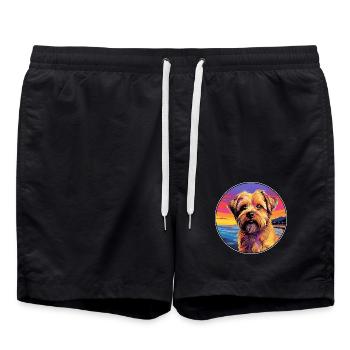 Norfolk Terrier Hunderasse Bunte Karikatur Waterco - Badeshorts - Schwarz - Vorne - AI Model Male 185 light (185cm)