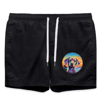 Hund Buntes Aquarell Cartoon Kawaii Tier - Badeshorts - Schwarz - Vorne - AI Model Male 185 light (185cm)