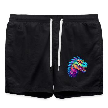 Basilisk Buntes Aquarell Cartoon Kawaii Tier - Badeshorts - Schwarz - Vorne - AI Model Male 185 light (185cm)