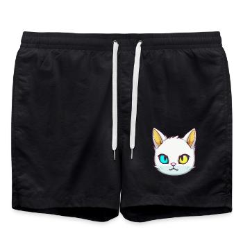 Burmesische Katze Rasse Aquarell Karikatur Kawaii Haustier - Badeshorts - Schwarz - Vorne - AI Model Male 185 light (185cm)