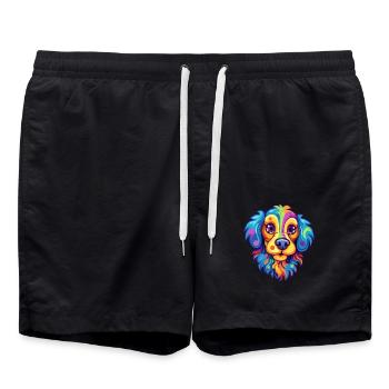 Sabueso Español Hunderasse Cartoon Kawaii Illustrat - Badeshorts - Schwarz - Vorne - AI Model Male 185 light (185cm)