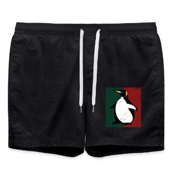 Waghalsiger Pinguin Wellenreiter - Badeshorts - Schwarz - Vorne - AI Model Male 185 light (185cm)