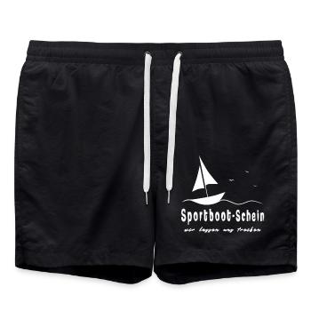 Sportbootschein SBF Sportsbootführerschein - Badeshorts - Schwarz - Vorne - AI Model Male 185 light (185cm)