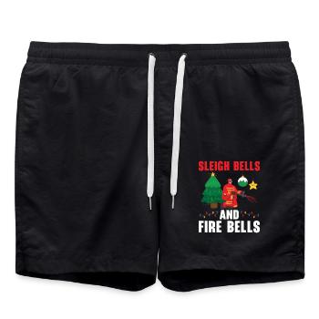 Schlittenglocken und Feuerglocken Brandbekämpfung - Badeshorts - Schwarz - Vorne - AI Model Male 185 light (185cm)