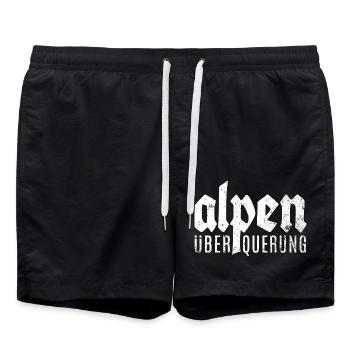 Alpen Überquerung - outdoor wandern biken - Badeshorts - Schwarz - Vorne - AI Model Male 185 light (185cm)