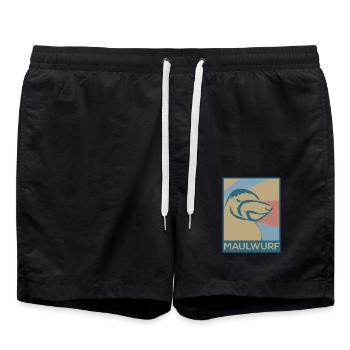 Fleißiger Maulwurf Untergrund - Badeshorts - Schwarz - Vorne - AI Model Male 185 light (185cm)