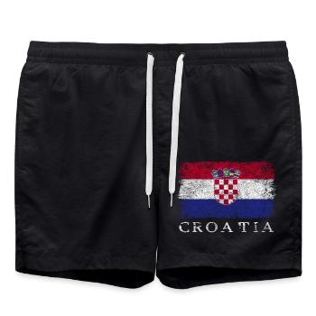 Kroatien Kroatische Flagge Kroatienflagge - Badeshorts - Schwarz - Vorne - AI Model Male 185 light (185cm)