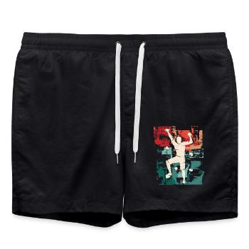 Klettern Vintage Bouldern Kletterer Climbing - Badeshorts - Schwarz - Vorne - AI Model Male 185 light (185cm)