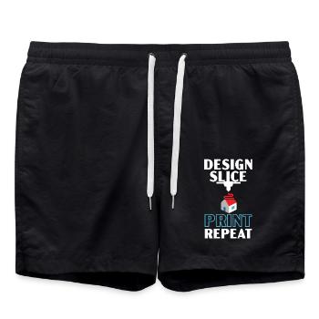 Design Slice Druck Wiederholung Machinist 3D Druck - Badeshorts - Schwarz - Vorne - AI Model Male 185 light (185cm)