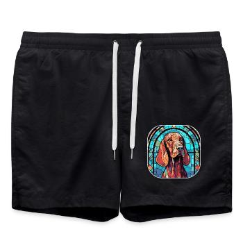 Bunte Bluthund-Hunderasse Aquarellglas Pai - Badeshorts - Schwarz - Vorne - AI Model Male 185 light (185cm)